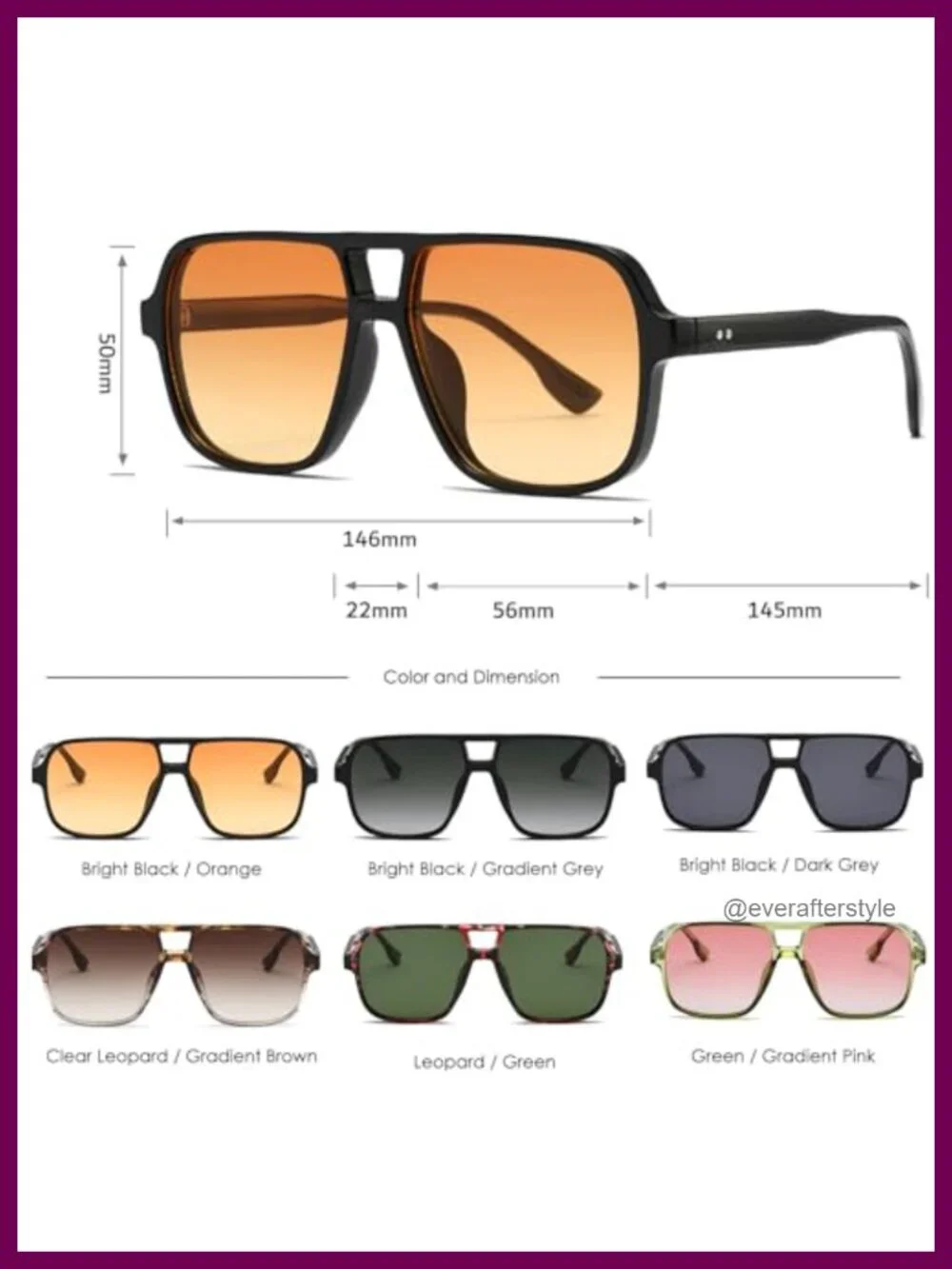 Retro Oversized Square Sunglasses UV400 Vintage Pilot Shades Unisex